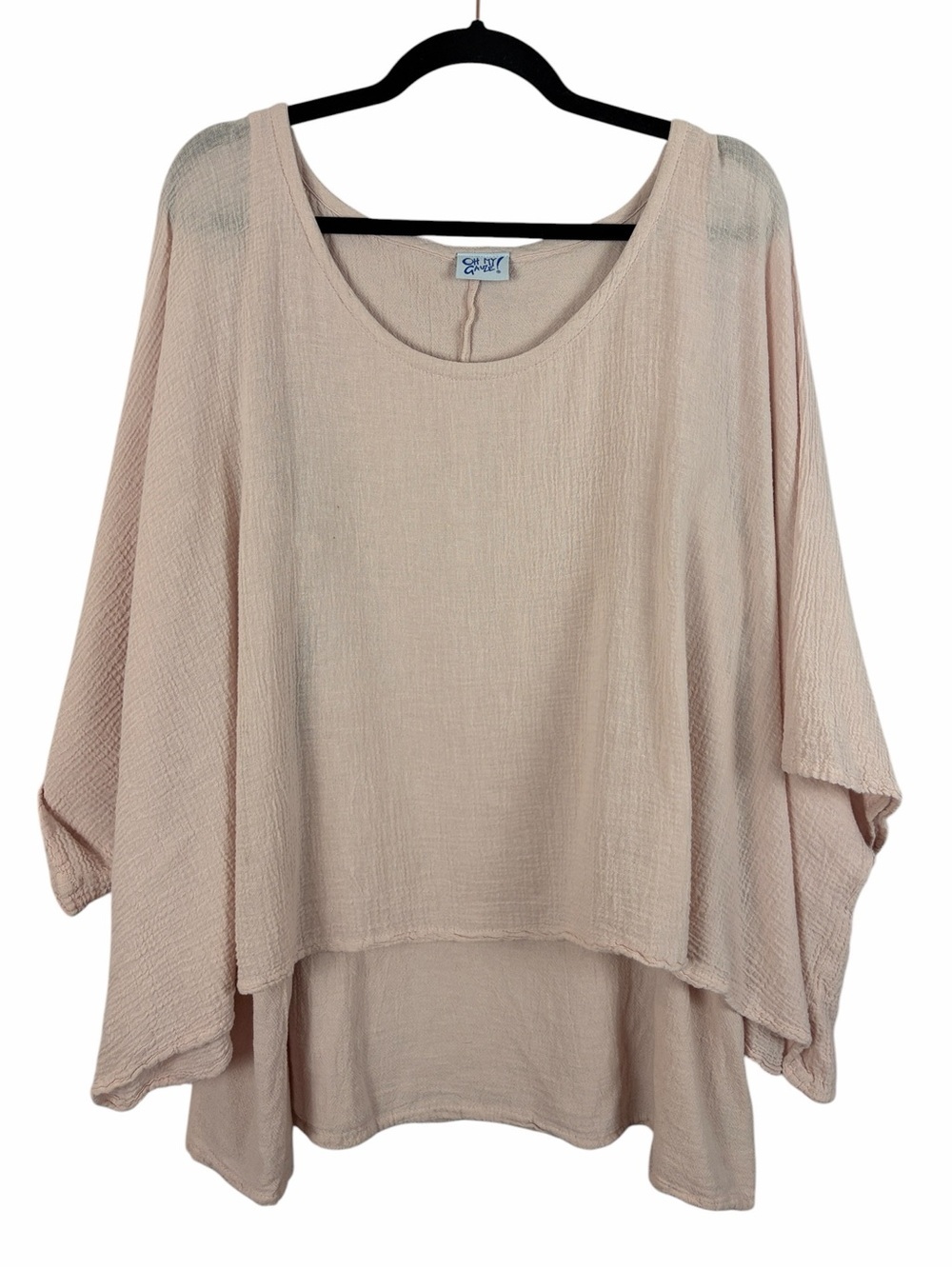 Oh My Gauze! Blush Pink Double Layer Gauze Tunic Top Size 1 Boho Lagenlook